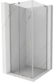 Mexen Velar L, sprchový kút s posuvnými dverami 90 x 90 cm, 8mm číre sklo, brúsená oceľ, 871-090-090-03-97