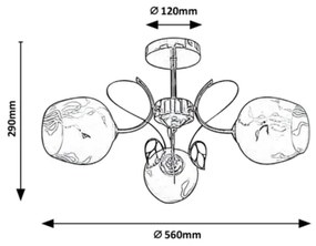 Rabalux - Luster na tyči 3xE27/40W/230V