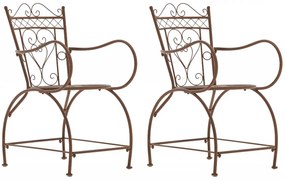 Kovová stolička Sheela s područkami (SET 2 ks) - Hnedá antik