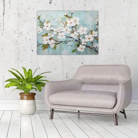 Obraz - Maľba, kvitnúce vetvy stromu (70x50 cm)