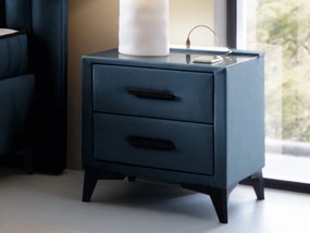 Nočný stolík s 2 zásuvkami Joy, námornícka modrá látka