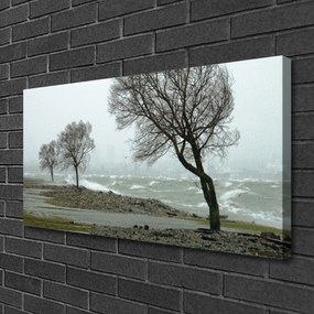 Obraz Canvas More búrka vlny 125x50 cm