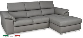 Kožená rohová sedacia súprava LOREN II, pravá, sivá (madras - 128 grey)
