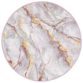 Svetloružový/v zlatej farbe prateľný okrúhly koberec ø 80 cm Marble – Mila Home