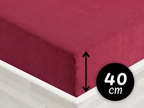 Froté napínacie prestieradlo na extra vysoký matrac FR-010 Vínové 140 x 200 - výška 40 cm