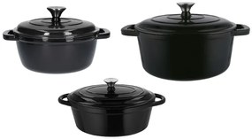Silvercrest®  Liatinový hrniec, 2,8 l, čierny + Liatinový hrniec, 5,6 l, čierny + Liatinový pekáč, 4,8 l, čierny  (800011484)
