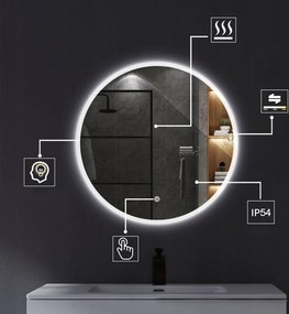 Okrúhle zrkadlo SMART 60 cm - s LED podsvietením a vyhrievaním