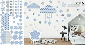 Dekoračná detská nálepka na stenu s modrými mrakmi 50 x 100 cm