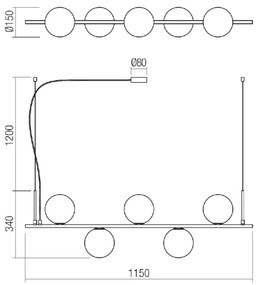 Redo 01-1635 - Luster na lanku TALIS 5xE14/28W/230V