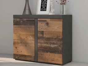 Komoda 2-dverová Rumba, vintage optika kovu/dreva%