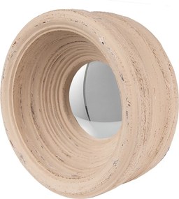 Béžové antik okrúhle nástenné vypuklé zrkadlo Beneoit – Ø 19*7 cm