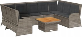 vidaXL 7-dielna sedacia súprava do záhrady, vankúše, sivá, Pe ratan