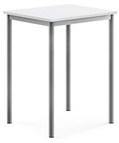 Stôl SONITUS, 700x600x900 mm, HPL - biela, strieborná