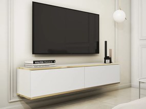 Závesná TV skrinka Orfeo, 135 cm, biela/zlatá