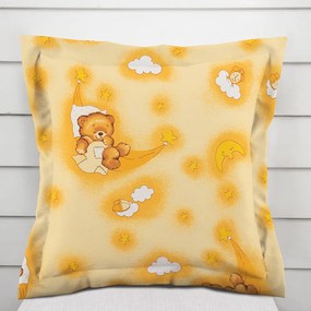 Biante Detská bavlnená obliečka na vankúš s lemom Sandra SA-727 Spiace medvedíky na žltooranžovom 40 x 60 cm