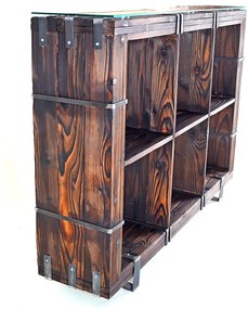 CHYRKA® Komoda BORYSLAW z masívneho dreva TV doska podkrovie vintage industriálny dizajn ručná práca