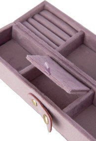Lila šperkovnica s oddelenými priehradkami zamatová – 21,5*14*9,5 cm