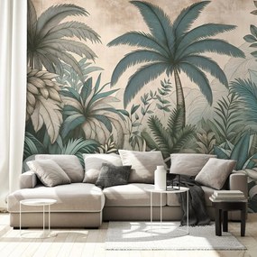 Tapeta tropická džungľa v pastelových tónoch