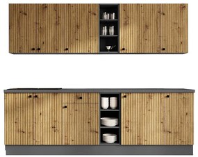 Kuchynská linka Ava dub artisan/antracit 260 bez kuchynskej dosky