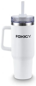 Foxigy Termohrnček do auta so slamkou 1200 ml White