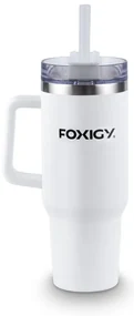 Foxigy Termohrnček do auta so slamkou 1200 ml White