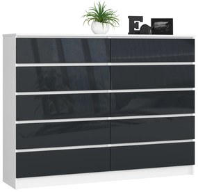Komoda Kurtinaitis 10SZ (biela + lesk grafit). Vlastná spoľahlivá doprava až k Vám domov. 1117169