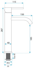 Rea Foster, vysoká umývadlová batéria h-285, brúsená oceľ, REA-B6324