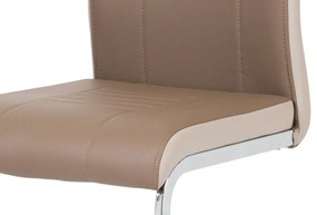 Autronic -  Jedálenská stolička DCL-406 COF, koženka coffee, boky kapučíno, chróm