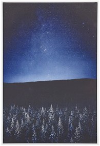 Nástenná maľba na plátne v ráme nočná krajina 63 x 93 cm modrá / čierna LORETO Beliani