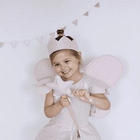 Ľanový kúzelný prútik púdrovo ružový so striebrom