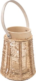 Lucerna s flitrami CONE GLAM 26 cm, prírodná