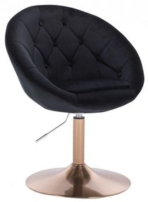 LuxuryForm DESIGN Kreslo VERA VELUR na zlatom tanieri - čierne