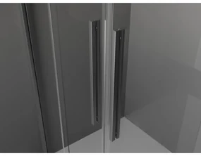 Mexen Velar Duo, sprchový kút s posuvnými dverami 90 x 90 cm, 8mm šedé sklo, brúsený grafit, 871-090-090-42-95