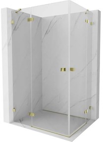 Mexen Lunar Duo, výklopný sprchový kút 120 x 115 cm, 8mm číre sklo, zlatý profil, 834-120L-115P-50-00