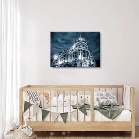 Sklenený obraz architektúry v tme (70x50 cm)