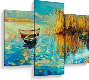 Obraz - Jazero s loďkami (90x60 cm)