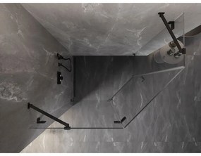 Mexen Lunar, päťuholníkový sprchový kút s ľavým sklonom 90 x 80 cm, 8mm číre sklo, čierny profil, 831-090L-080P-70-00-L