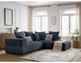 Tmavomodrá ženilková rohová pohovka (pravý roh/do L) Whesley – Bobochic Paris
