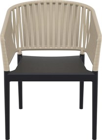 PORTOFINO záhradná stolička s podrúčkami black/taupe