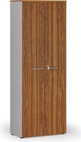 Kancelárska skriňa s dverami PRIMO GRAY, 800 x 420 x 2128 mm, sivá/orech