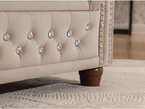 Béžová zamatová rozkladacia rohová pohovka (ľavý roh/do L) York Blik – Ropez