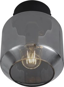 Moderné stropné svietidlo čierne s dymovým sklom - Stiklo