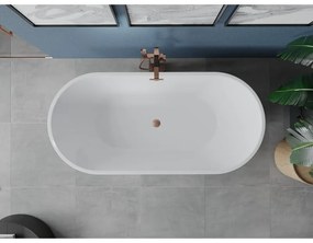 Mexen Luna, voľne stojaca vaňa 140 x 75 cm, biela, medený matný prepad, 52031407500-65