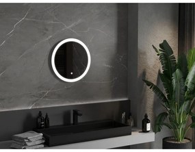 Mexen Oro, okrúhle LED podsvietené kúpeľňové zrkadlo 50 cm, 6000K, vykurovacia podložka proti zahmlievaniu, 9824-050-050-611-00