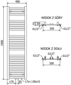 Mexen Hades, elektrické vykurovacie teleso 1500 x 400 mm, 600 W, čierna, W104-1500-400-2600-70