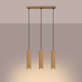 Závesné svietidlo Karbon, 3x zlaté kovové tienidlo