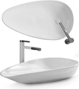 Keramické umývadlo na dosku REA GRETA WHITE 77x42,5 cm biele