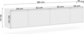 Štvordverová RTV skrinka Zolia 180 cm závesná - kasmír