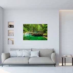 Obraz - Zelený vodopád (90x60 cm)