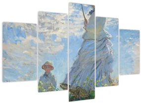 Obraz - Claude Monet, Woman with a Parasol - Madame Monet and Her Son, reprodukcia (150x105 cm)